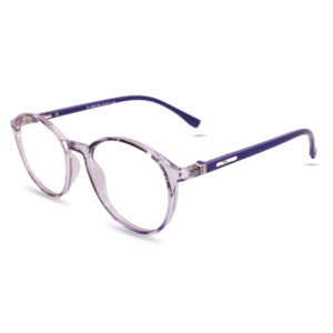 Clear Crystal Round Blue-Purple Temple Eyeglasses – Unisex Optical Frame