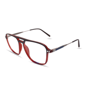 Red Aviator-Style Eyeglasses Frame with Metal Temples – Retro Lightweight Unisex Optical Glasses