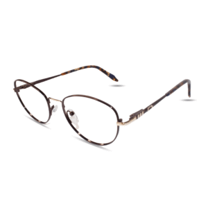 Vintage Round Metal Eyeglasses | Lightweight Unisex Optical Frame with Leopard Print Temples