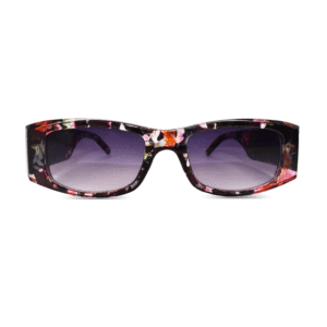 Floral Glitter Wide-Temple Rectangle Sunglasses – Bold Fashion Shades for Women