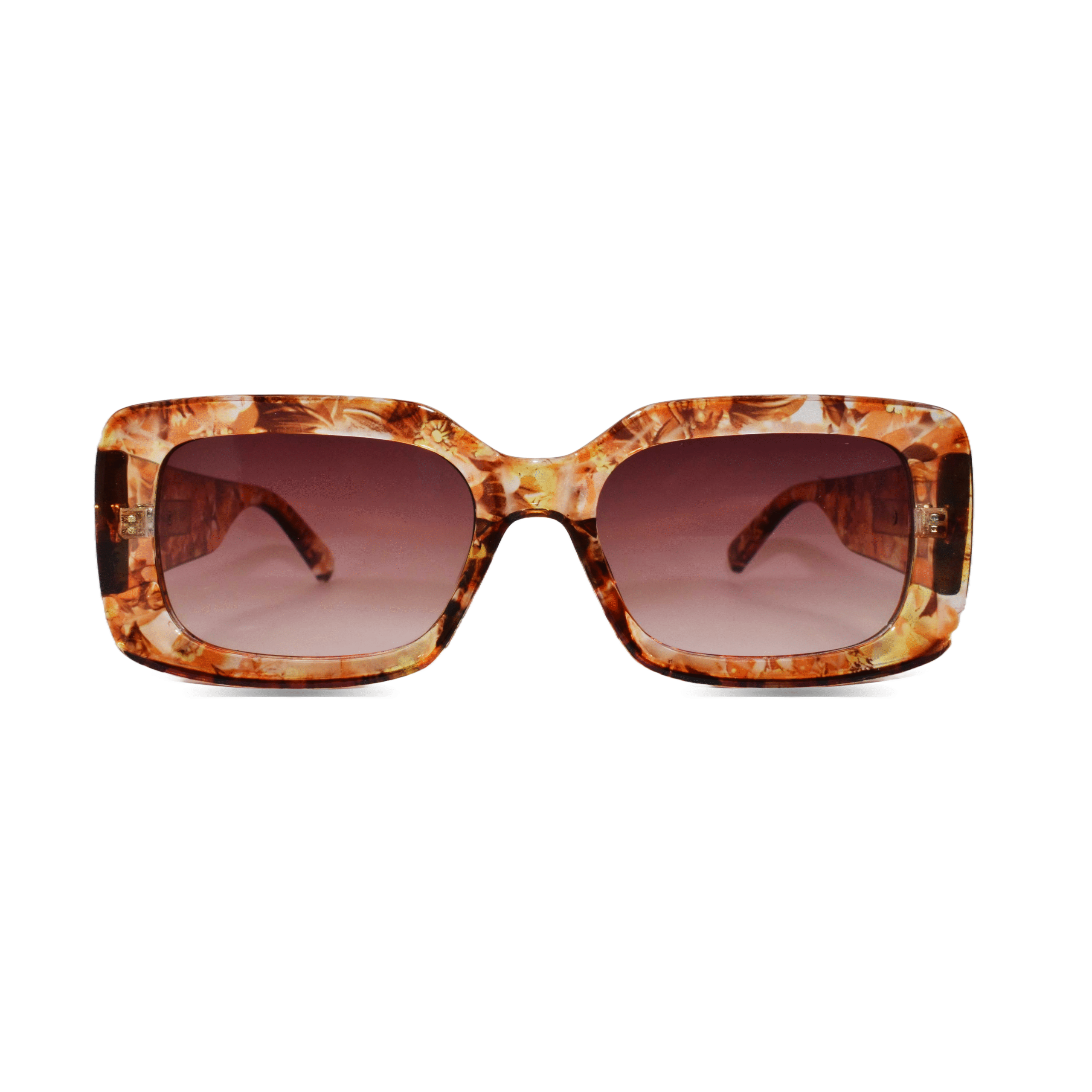 Vintage Oversized Square Sunglasses – Brown Marble Frame with Gradient Lenses - Image 2