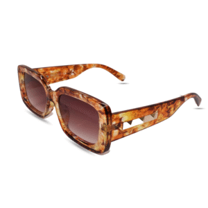 Vintage Oversized Square Sunglasses – Brown Marble Frame with Gradient Lenses