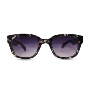 Stylish Floral Acetate Sunglasses for Women | UV Protection Square Frame with Gold Metal Temples