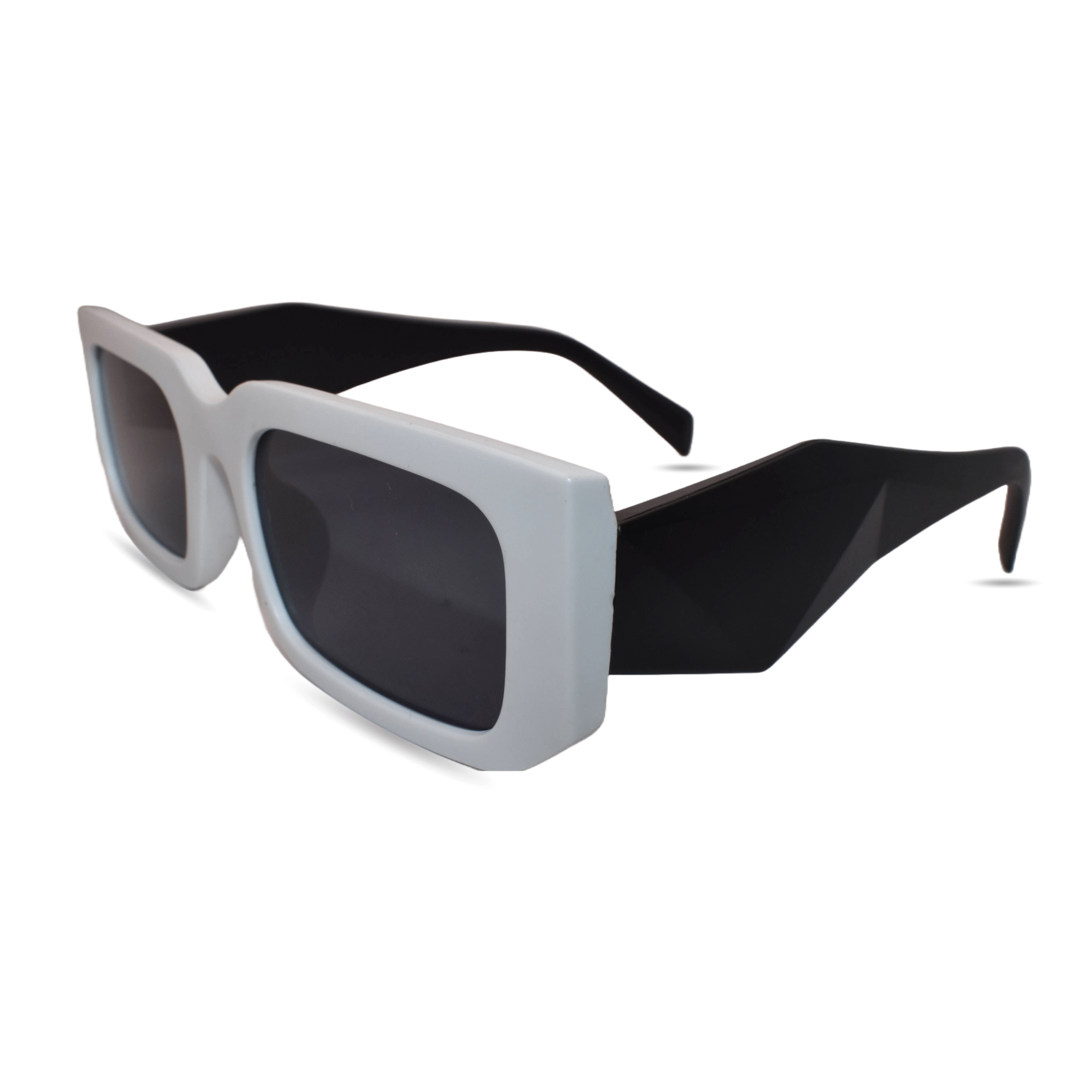 White Rectangular Oversized Sunglasses for Women & Men - Image 3
